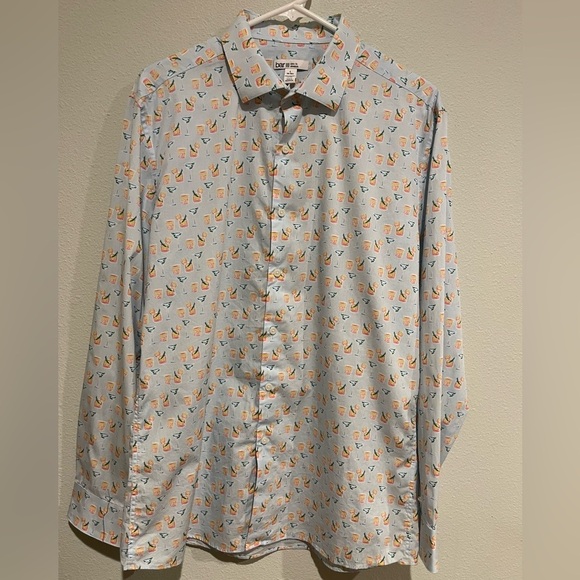 Bar 111 men’s button down slim fit stretch shirt Size L. Novelty Cocktai… - Picture 1 of 5
